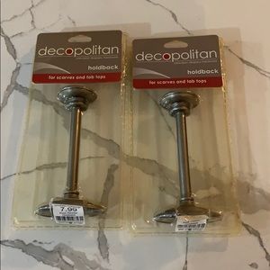 NIB set of 2 drapery holdbacks in pewter